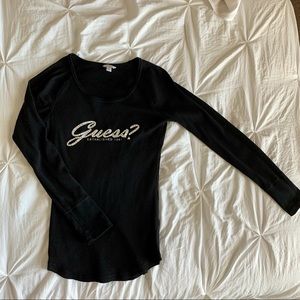 Black GUESS thermal long sleeve top